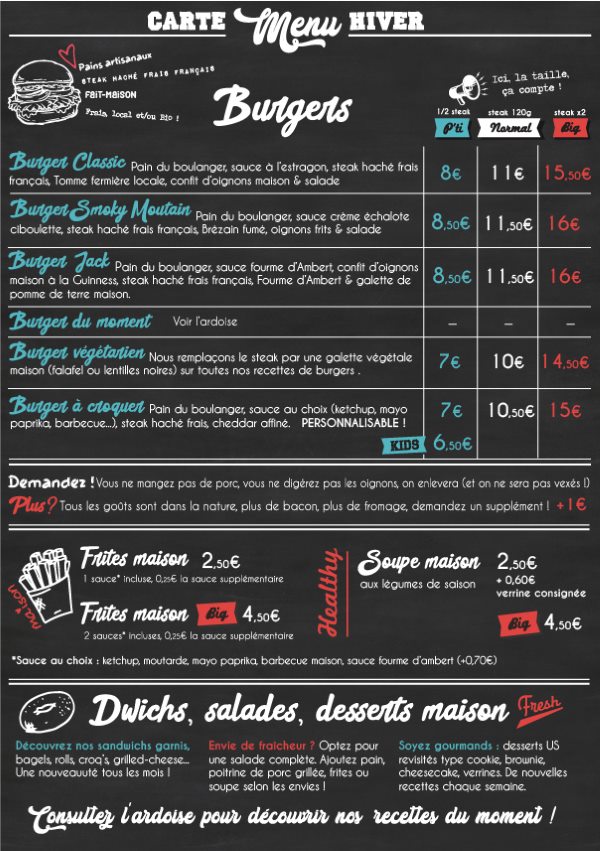 au Camion à croquer food truck burger sandwich pastrami rennes cesson chantepie saint-médard sur ille carte 2026 hiver menu